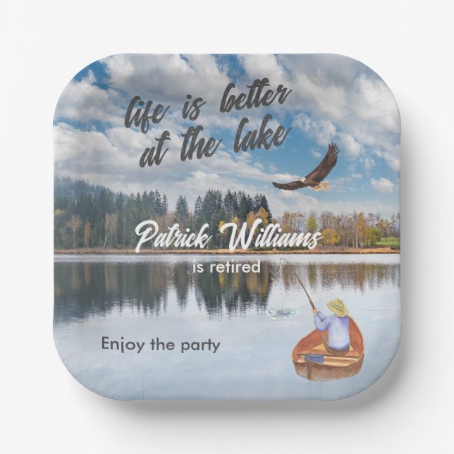 Ruhestandsfischerei am Seeufer Pappteller (Vorderseite)