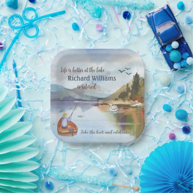 Ruhestandsfischerei am Seeufer Pappteller (Party)