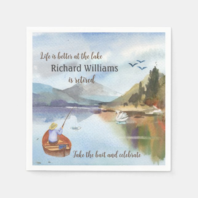 Ruhestandsfischerei am Seeufer Serviette (Vorderseite)