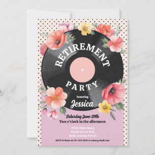 Ruhestandsfrauen Floral Summer Record Music 1950 Einladung