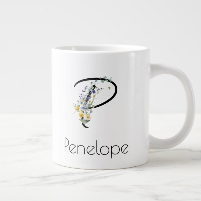 Ruhestandsgeschenk Arbeitgeber monogramm Aquarell Jumbo-Tasse (Rechts)