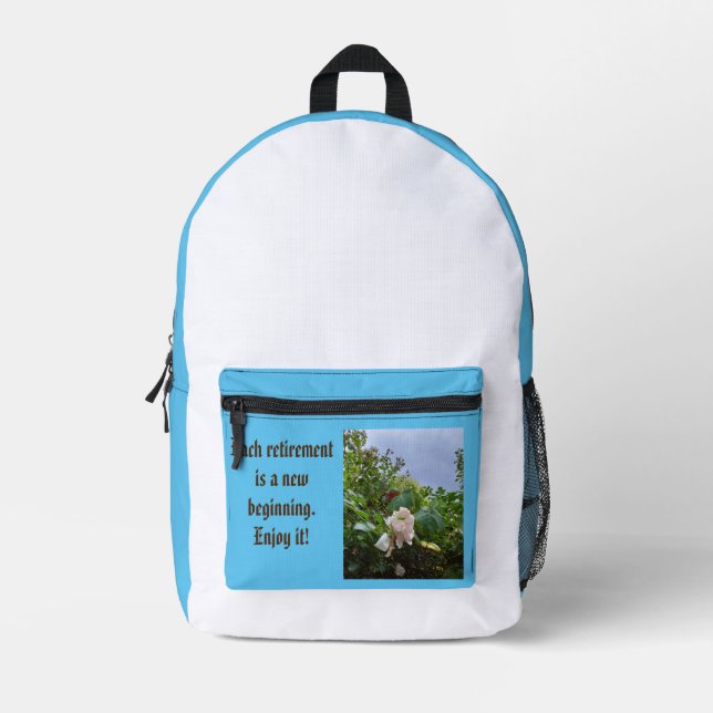 Ruhestandsgeschenk weiß Rose Bedruckter Rucksack (Vorderseite)