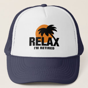 Ruhestandshut mit Palme-Sonnenunterganglogo Truckerkappe