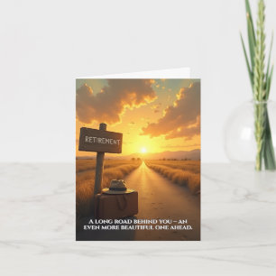 Ruhestandskarte mit Sonnenuntergangsstraße und Zit Dankeskarte