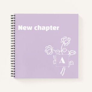 Ruhestandsmonogramm Wasserfarbe Rose Lavendel weiß Notizbuch
