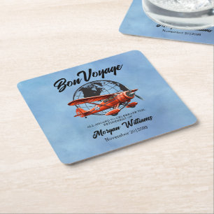 Ruhestandsparty Bon Voyage Reise Globus Flugzeug  Rechteckiger Pappuntersetzer