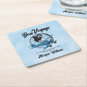 Ruhestandsparty Bon Voyage Reise Globus Flugzeug  Rechteckiger Pappuntersetzer