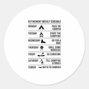 Ruhestandsplan Camping-Plan Humor Urlaub Runder Aufkleber