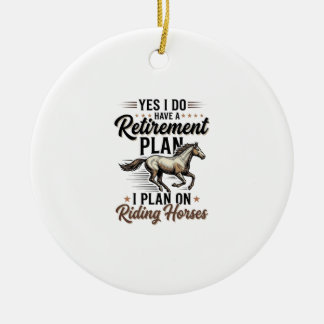 Ruhestandsplan Reitpferde Vintage-Shirt-Design Keramik Ornament