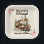 Ruhestandsreise Themengebrauch Party Vintager Zug Pappteller<br><div class="desc">Feiern Sie diese besondere Zeit mit einem Party zum Thema Reise. Machen Sie mit dieser Einladung einen Eindruck von den Einladungen. Die Einladung zeigt einen Vintagen Dampfzug, der an der nächsten Haltestelle Retirement ankommt. Alle an Bord für die Rentner nächstes Abenteuer. Sie träumte von allen Orten, hatte aber nicht die...</div>