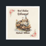 Ruhestandsreise Themengebrauch Party Vintager Zug Serviette<br><div class="desc">Feiern Sie diese besondere Zeit mit einem Party zum Thema Reise. Machen Sie mit dieser Einladung einen Eindruck von den Einladungen. Die Einladung zeigt einen Vintagen Dampfzug, der an der nächsten Haltestelle Retirement ankommt. Alle an Bord für die Rentner nächstes Abenteuer. Sie träumte von allen Orten, hatte aber nicht die...</div>