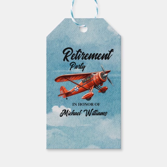 Ruhestandsreisen Themengebiet Party Rotes Flugzeug Geschenkanhänger (Vorderseite)