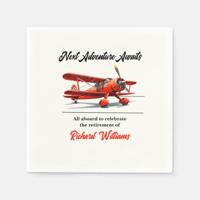 Ruhestandsreisen Themengebiet Party Rotes Flugzeug Serviette (Vorderseite)