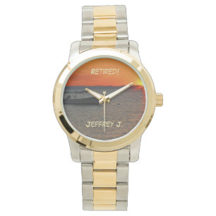 Ruhestandsschiff Gold-Silber-Tone-Handgelenk Armbanduhr