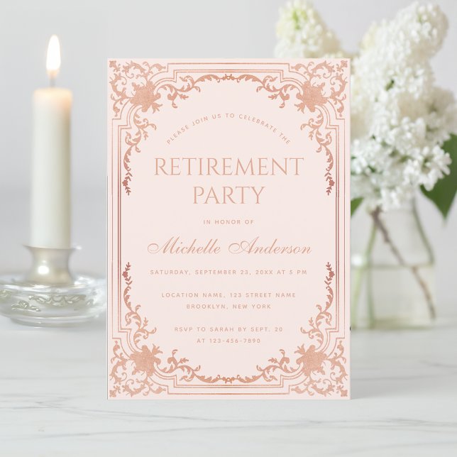 Ruhestätte Party Elegante Rosa Rose Gold Feminine Einladung (Von Creator hochgeladen)