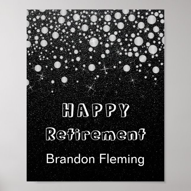 Ruhestätten Silver Confetti Stars auf schwarz Poster (Vorne)