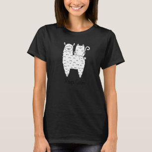 Ruhig bleiben Süße Gekritzel Lama & Katze chillen T-Shirt