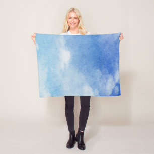 Ruhig Custom Sky Dreams Wasserfarbe Blau & Weiß Fleecedecke