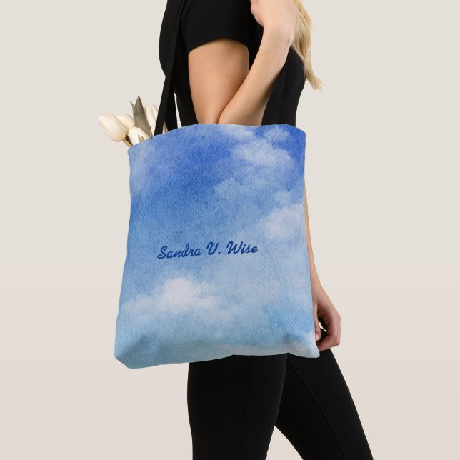 Ruhig Custom Sky Dreams Wasserfarbe Blau & Weiß Tasche (Von Nahem)