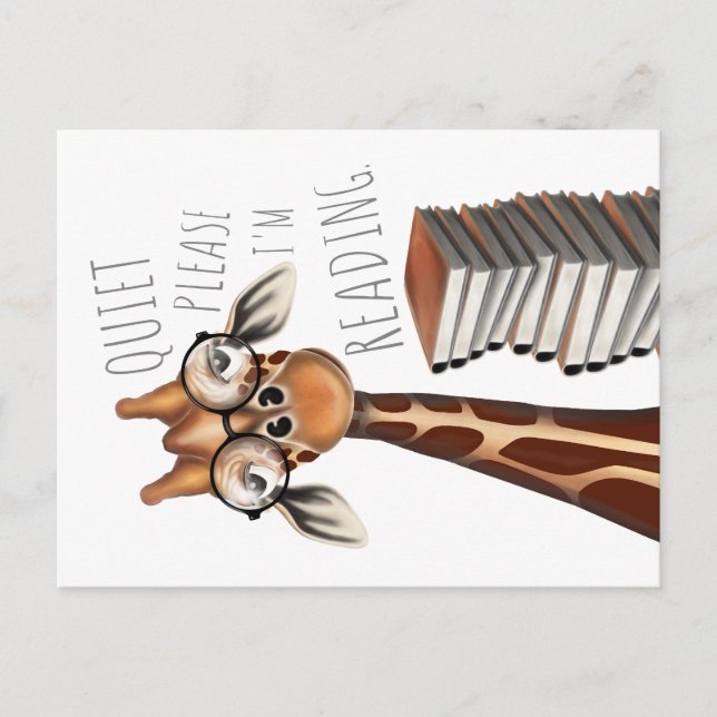 Ruhige Bitte lese ich - Giraffe Postkarte (Vorderseite)