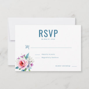 Ruhige Blaue Florale Antwortkarte RSVP Karte