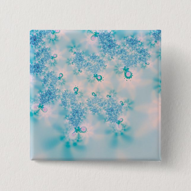 Ruhige blaue Meditations-Schmetterlingskunst Button (Vorderseite)