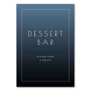 Ruhige Blaue Minimalistische Dessertbar-Schilder Tischnummer