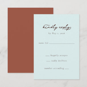 Ruhige Blaue Minimalistische Kalligrafie RSVP Karte
