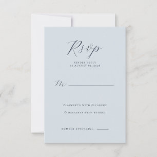 Ruhige Blaue Minimalistische RSVP Karte