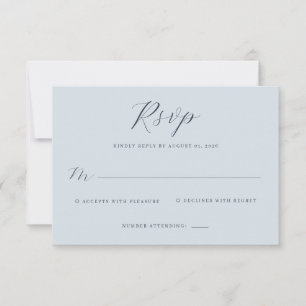 Ruhige Blaue Minimalistische RSVP Karte