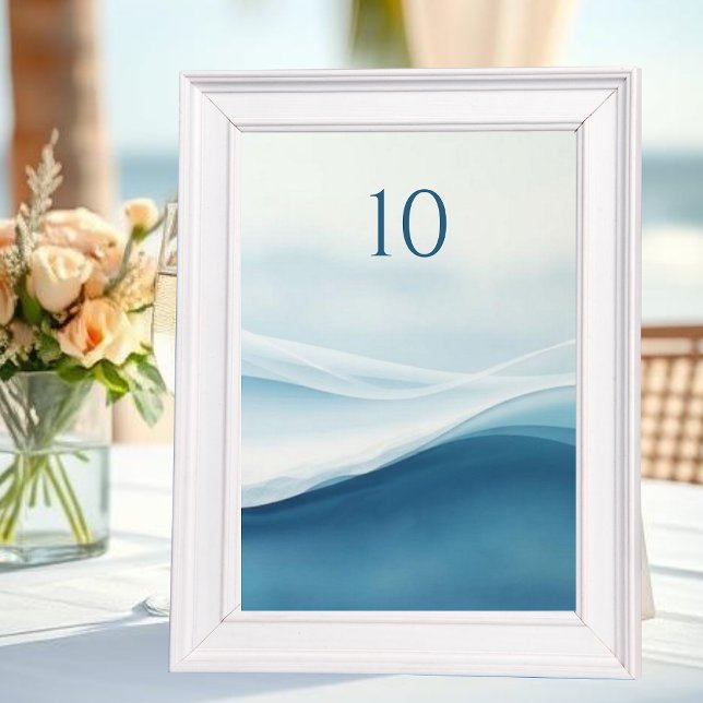 Ruhige blaue Strandhochzeit-Tischnummern Tischnummer (Serene Blue Abstract Wedding Table Numbers)