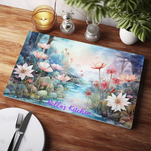 Ruhige Blüten: Personalisierte Wildblumen Glas Schneidebrett