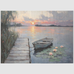 Ruhige Bootsfahrt bei Sonnenuntergang auf einem Se Seidenpapier
