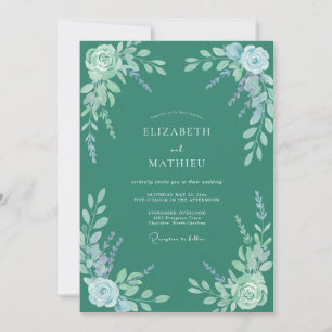 Ruhige Botanische Jade-Grüne Hochzeit Einladung