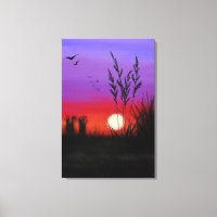 Ruhige Canvas Print Lake Sunset - Aquarell