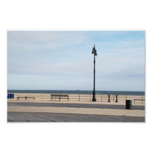 Ruhige Coney Island NYC Promenade Szene Fotodruck