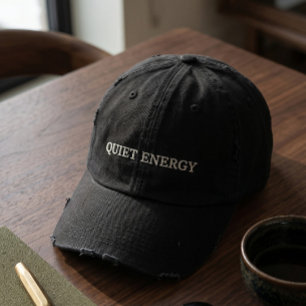 Ruhige Energie-Distressed-Black-Baseballkappe Bestickte Baseballkappe