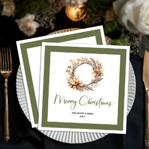 Ruhige erdige Weihnachtskränze personalisierte Ser Serviette
