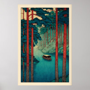 Ruhige Fluss-Wandkunst im Stil von Hasui Kawase, F Poster
