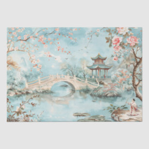 Ruhige Gartenbrücke Chinoiserie Watercolor Seidenpapier