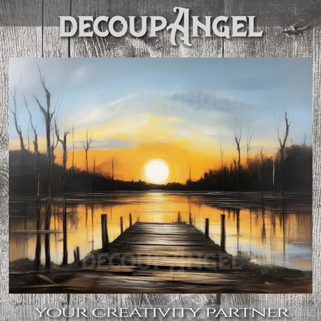 Ruhige Gewässer bei Sonnenuntergang - Decoupage - Seidenpapier (Von Creator hochgeladen)