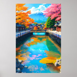 Ruhige Gewässer: Mt. Fujis Spiegelung Poster