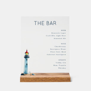 Ruhige graue minimalistische Leuchtturm-Speisekart Acrylschild