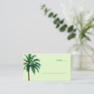 Ruhige Grüne Minimalistische Palme Platzkarte