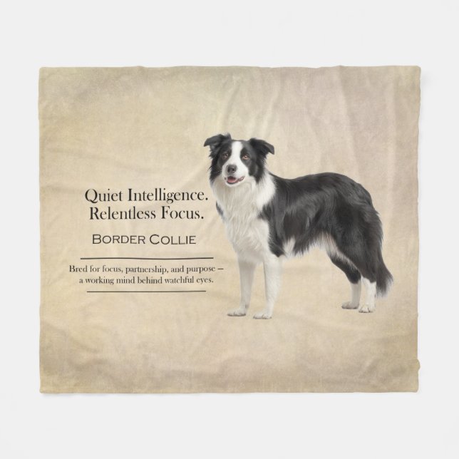 Ruhige Intelligenz Border Collie Fleecedecke (Vorderseite (Horizontal))