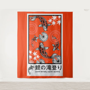 Ruhige japanische Karpfenkunst Wandteppich