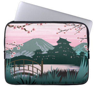 Ruhige japanische Kirschblütenlandschaft Still Laptopschutzhülle