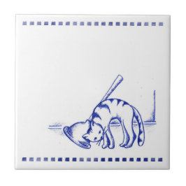 Ruhige Kitty Katze Badezimmer Toile Aussehen Fliese