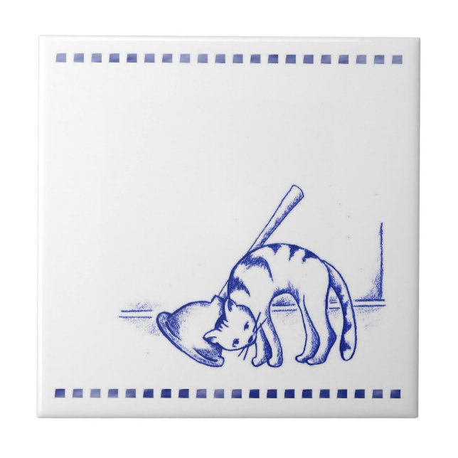 Ruhige Kitty Katze Badezimmer Toile Aussehen Fliese (Vorderseite)