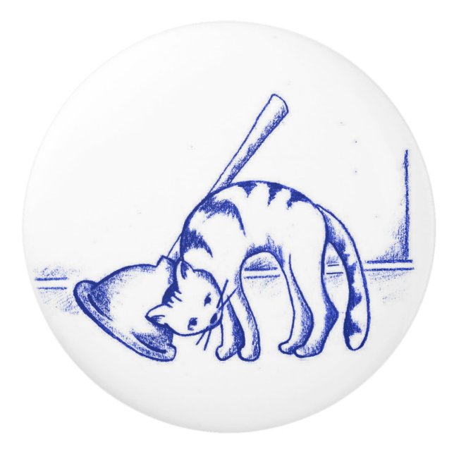 Ruhige Kitty Katze Badezimmer Toile Aussehen Keramikknauf (Vorderseite)
